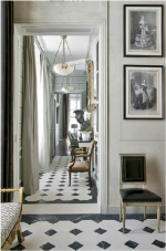 One of the most classic things is a chic hallway. I love the pale color scheme and the marble floors. The French touches are what makes it.